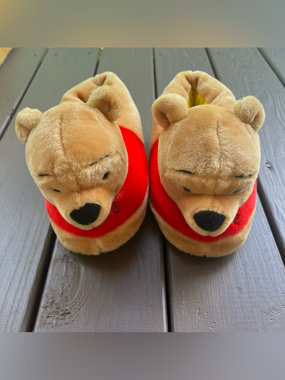 Vintage Winnie The Pooh Plush House Slippers 3D Women’s 9-10 Embroidered Letters